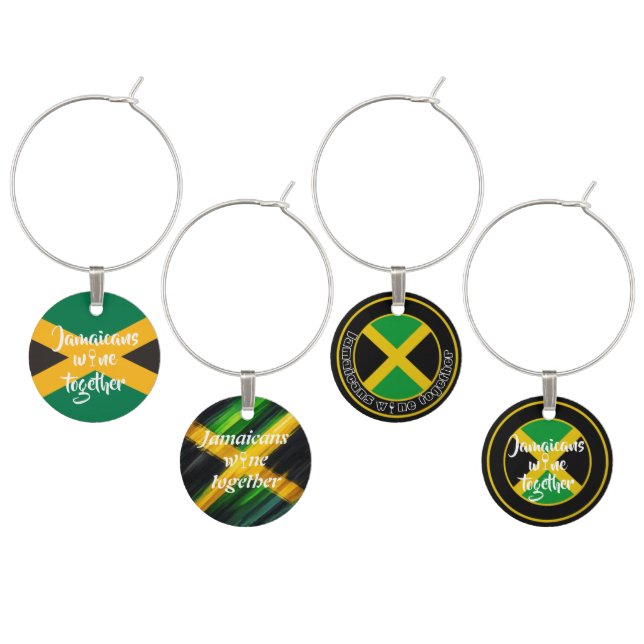 Unique Jamaican Wine Glass Charm Tags (Staggered)