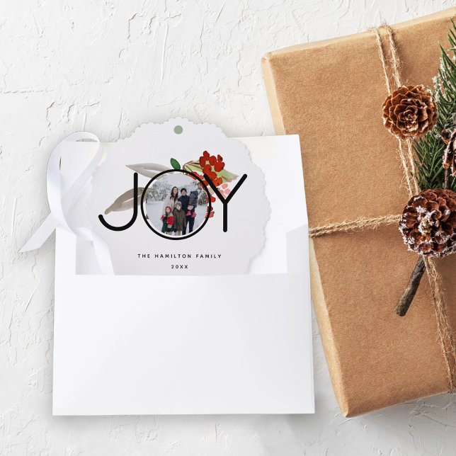 Unique Joy Merry Christmas Photo Ornament Card (Creator Uploaded)
