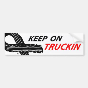 Unique keep on truckin slogan bumper sticker. sticker