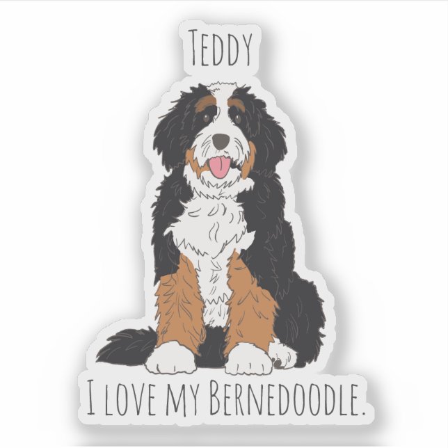 Unique Keepsake: Custom Bernedoodle Dog Mom Gift Sticker (Front)