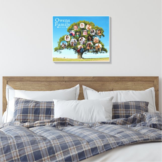 Unique Keepsake Gift | Custom Family Tree Photo Canvas Print (Insitu(Bedroom))