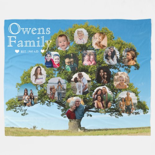 Unique Keepsake Gift  Custom Family Tree Photo Fleece Blanket