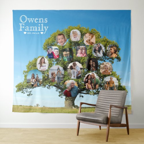 Unique Keepsake Gift  Custom Family Tree Photo Tapestry