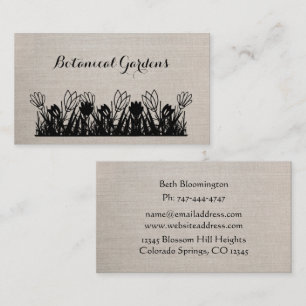 Unique Khaki Linen Look Floral Business Card