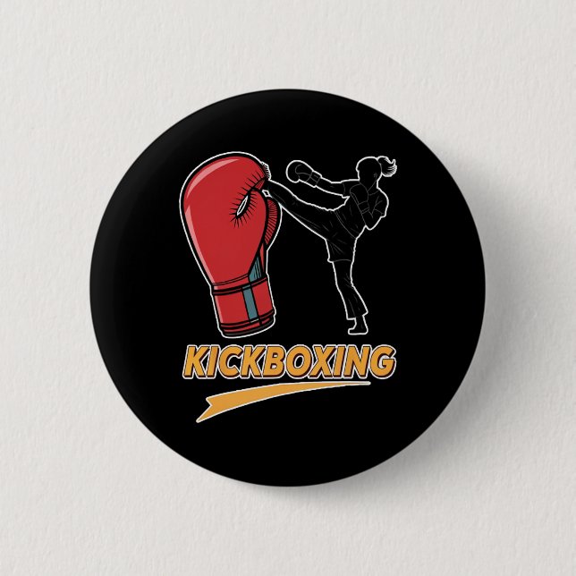 Unique Kickboxing Boxing Glove Design  Button (Front)