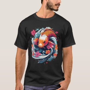 Unique Koi Fish Japanese Carp with flowers T-Shirt