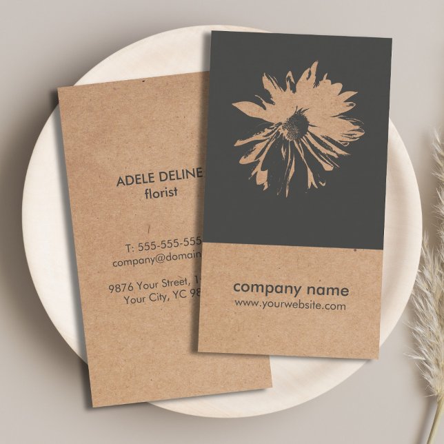 Unique Kraft Paper (printed) Flower Pattern Floral Business Card (Creator Uploaded)