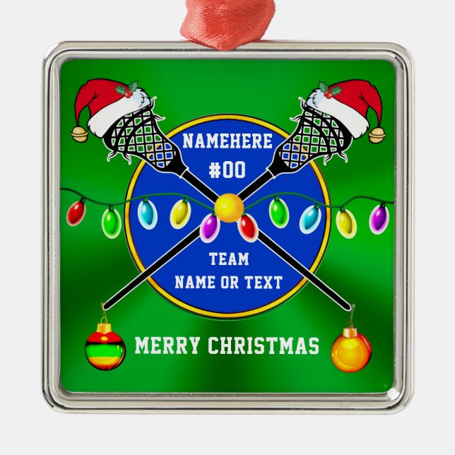 Unique, Lacrosse Christmas Ornaments, Personalized Metal Ornament (Front)