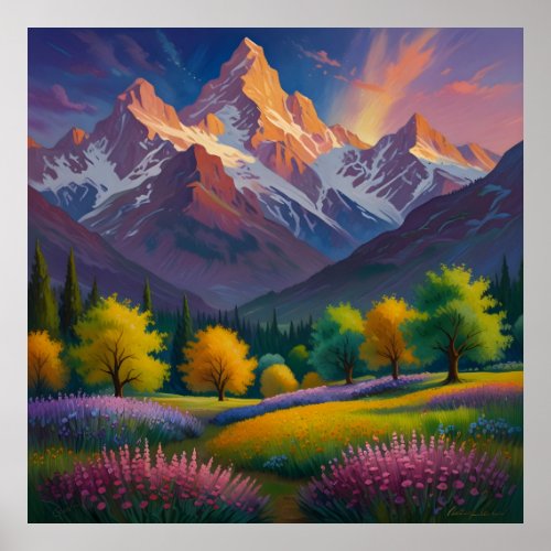 Unique landscape painting poster