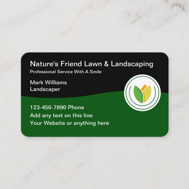 Unique Landscaping Service Business Cards (Front)