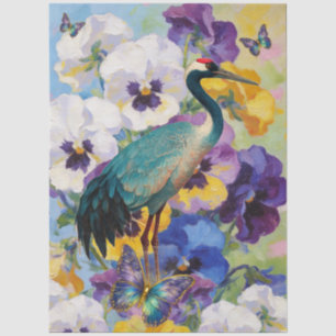 Unique Large Watercolor Crane Furniture Decoupage Tissue Paper