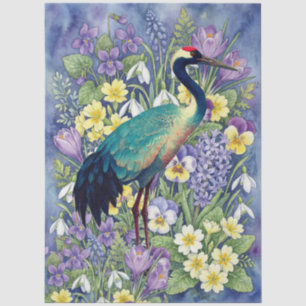 Unique Large Watercolor Crane Furniture Decoupage Tissue Paper