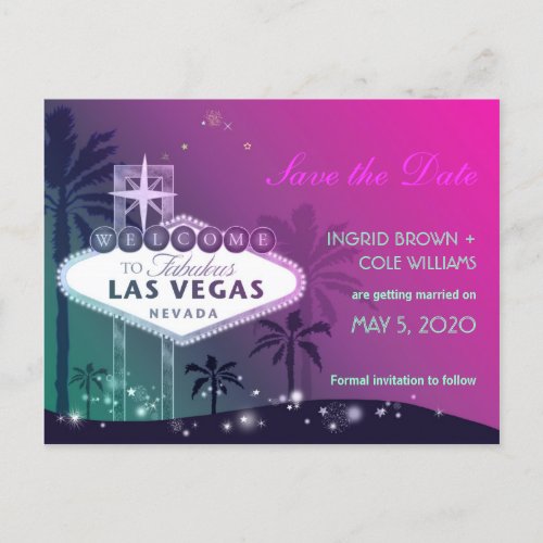 Unique Las Vegas Strip Wedding Save the Date Announcement Postcard