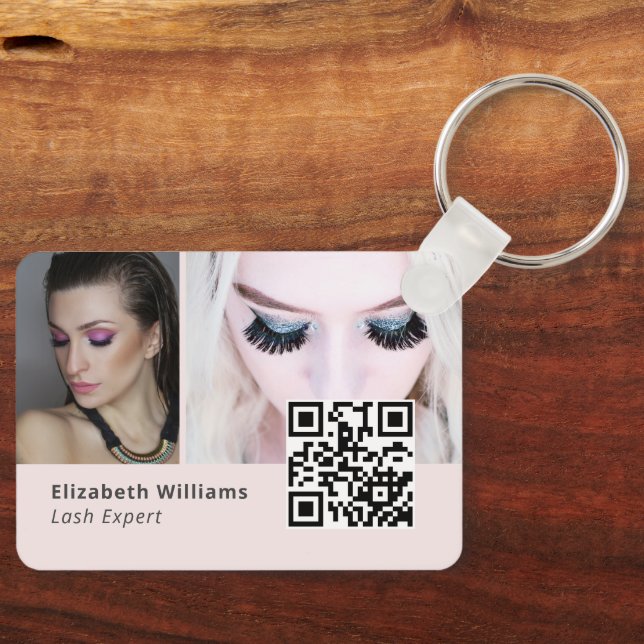 Unique Lash Expert Business Card with QR Code Keychain (Front)