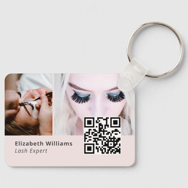 Unique Lash Expert Logo Business Card with QR Code Keychain (Front)