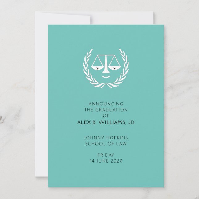 Unique Law School Graduation Announcement (Front)
