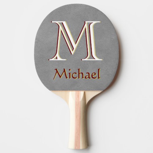 Unique Leather Look Tri_Color Monogram with Name  Ping Pong Paddle