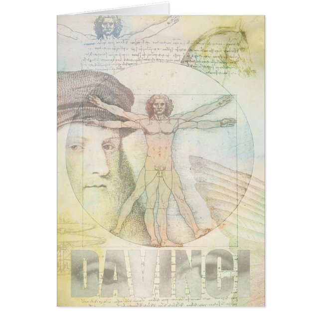 Unique Leonardo daVinci Vitruvian Man Collage Cards (Front)