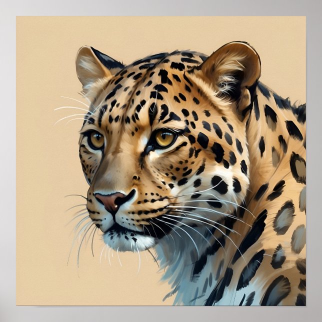 Unique Leopard Painting Jungle Animal Art Poster (Front)