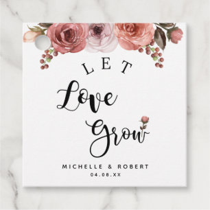 Unique, Let Love Grow, Blush Floral, Script Favor Tags