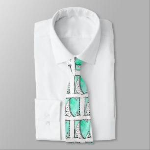 Unique Letter C Initial Teal Neck Tie