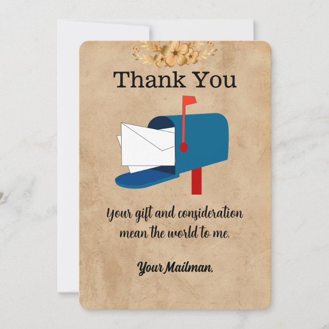 unique Letter Carrier Mailman Postal Mail Carrier Thank You Card (Front)