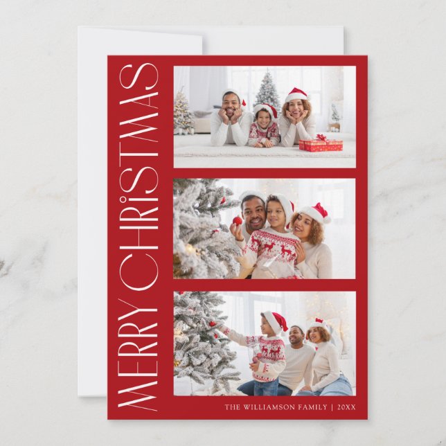 Unique lettering multi photo christmas card (Front)