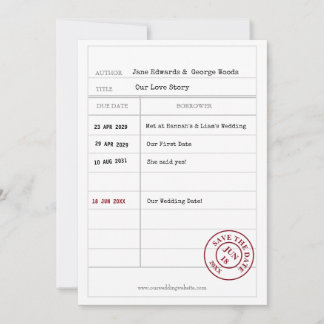Unique Library Card Save The Date Card