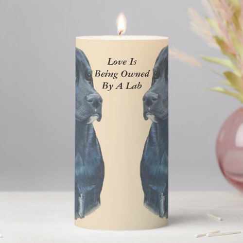 unique lifelike portrait of black labrador dog pil pillar candle