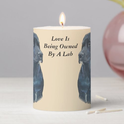 unique lifelike portrait of black labrador dog pil pillar candle