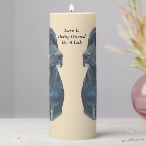 unique lifelike portrait of black labrador dog pillar candle