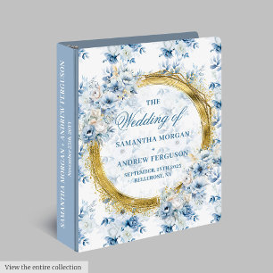 Unique Light Blue Watercolor Wedding Ring Binder
