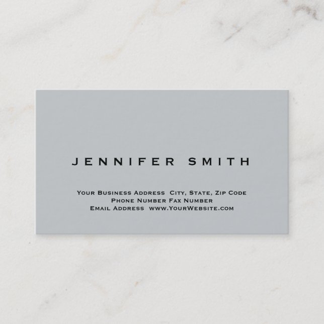 Unique Light Grey Plain Standard Business Card (Front)