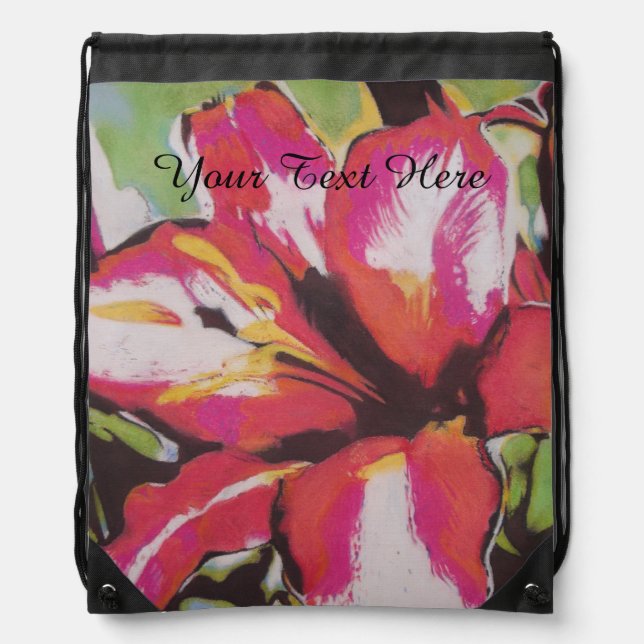 unique Lily flower original abstract art Drawstring Bag (Front)