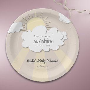 Unique Little Sunshine Neutral Baby Shower Paper Plates