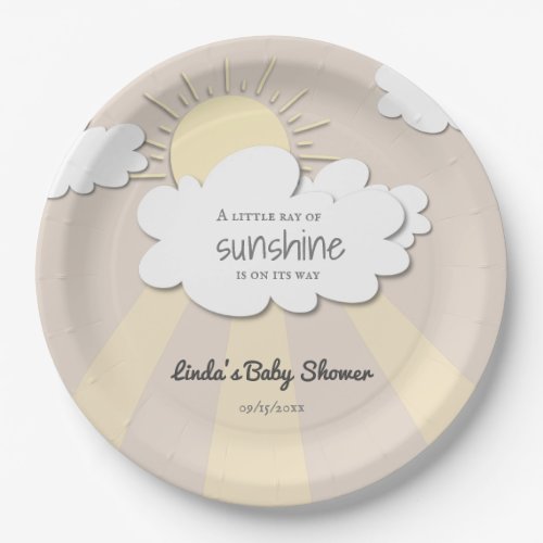 Unique Little Sunshine Neutral Baby Shower Paper Plates