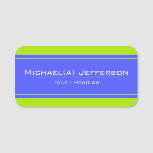 Unique Lizard Green And Elegant Royal Blue Modern Name Tag