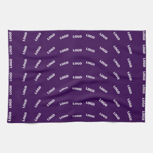 Unique Logo or Any Uploaded Image Pattern Purple Kitchen Towel
