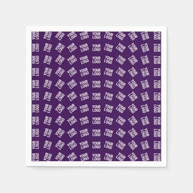 Unique Logo or Any Uploaded Image Pattern | Purple Napkins (Front)