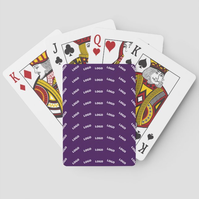 Unique Logo or Any Uploaded Image Pattern | Purple Poker Cards (Back)