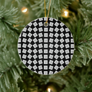 Unique Logo or Image Pattern Black (editable) Ceramic Ornament