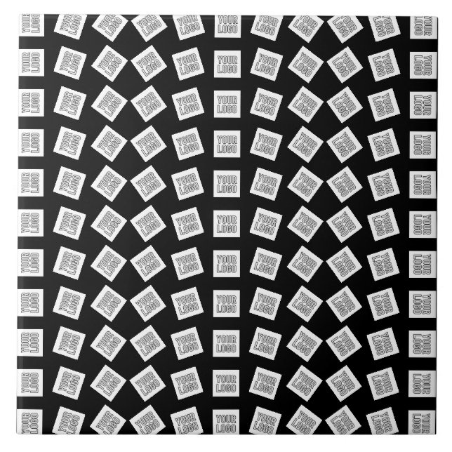 Unique Logo or Image Pattern | Black (editable) Ceramic Tile (Front)