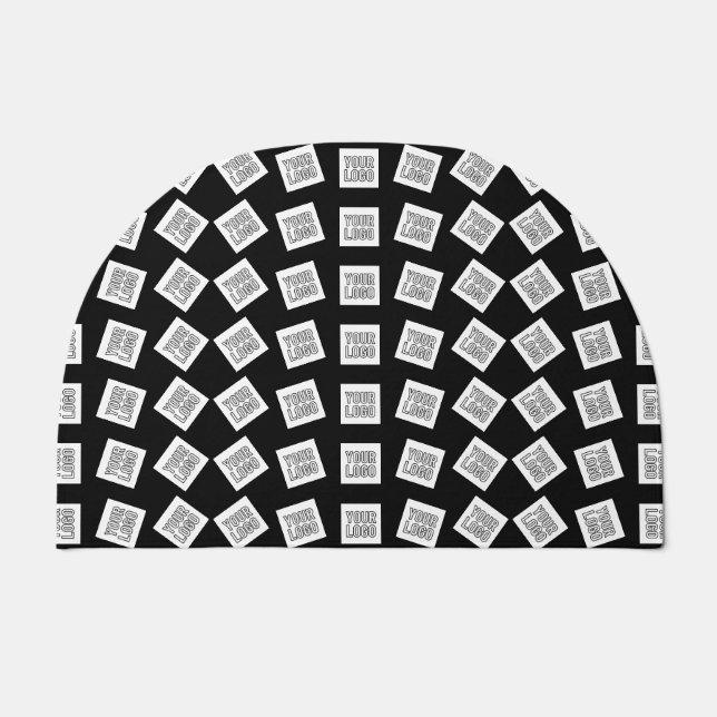 Unique Logo or Image Pattern | Black (editable) Doormat (Front)