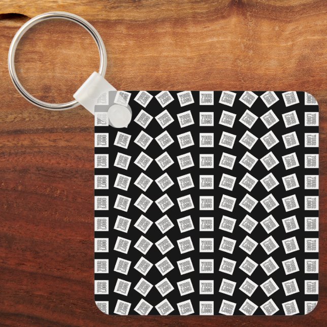 Unique Logo or Image Pattern | Black (editable) Keychain (Front)