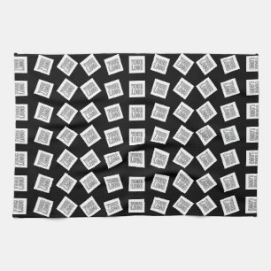 Unique Logo or Image Pattern Black (editable) Kitchen Towel