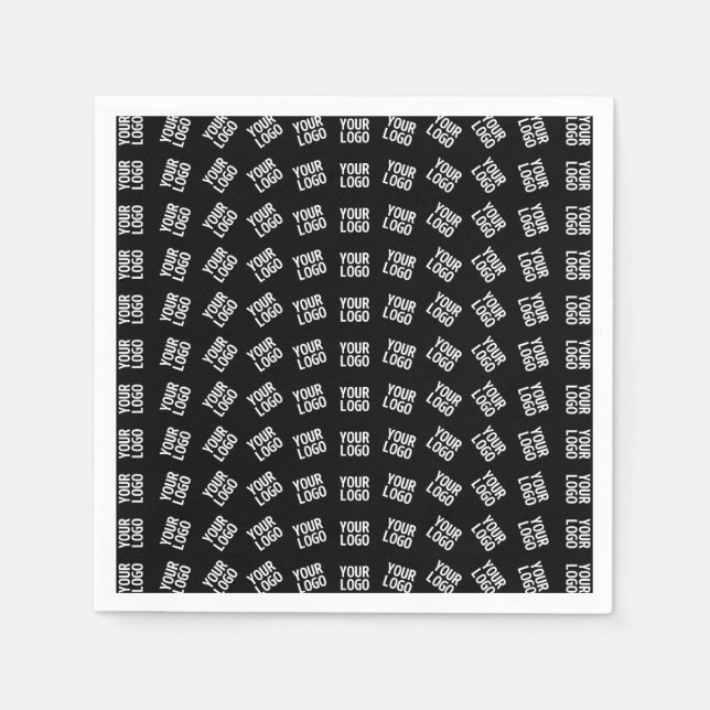 Unique Logo or Image Pattern | Black (editable) Napkins (Front)
