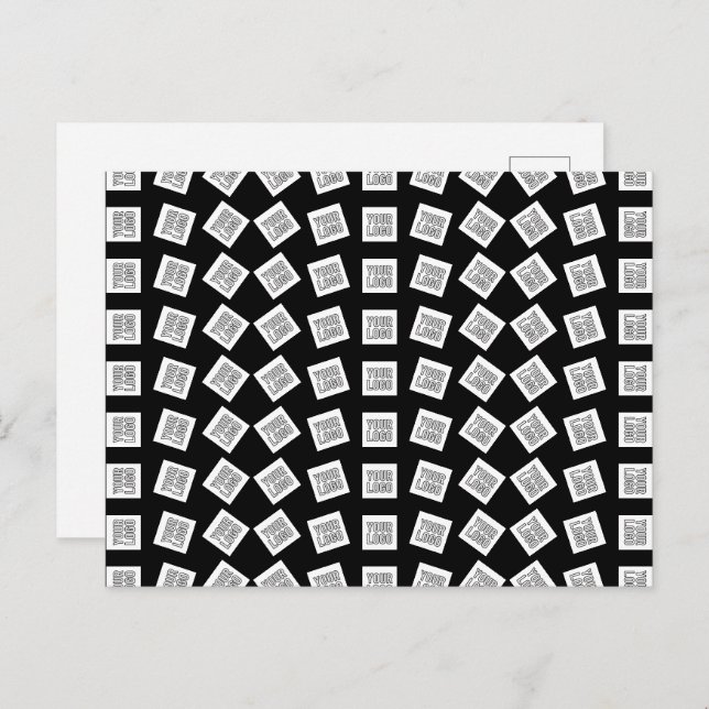 Unique Logo or Image Pattern | Black (editable) Postcard (Front/Back)