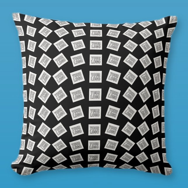 Unique Logo or Image Pattern | Black (editable) Throw Pillow (Creator Uploaded)