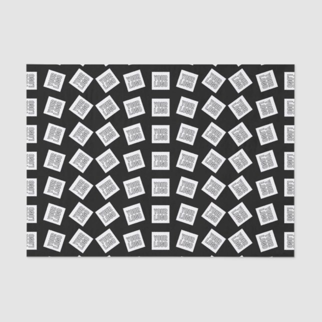 Unique Logo or Image Pattern | Black (editable) Tissue Paper (Front)