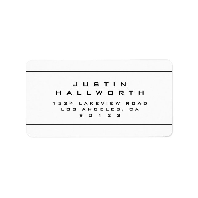 Unique Looking Black & White Return Address Label (Front)